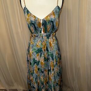 Astr Blue and Gold Maxi Sundress for Wedding Guest